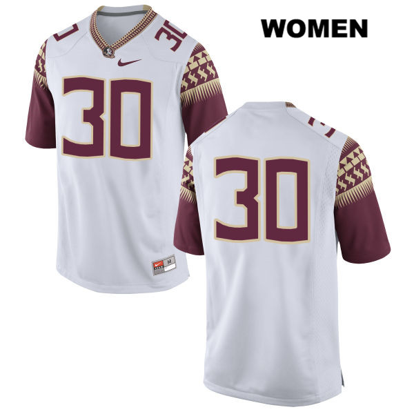 Women's NCAA Nike Florida State Seminoles #30 Jalen Wilkerson College No Name White Stitched Authentic Football Jersey GHW3669OL